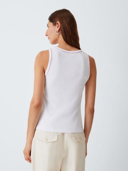 John Lewis Tipped Cotton Tank Top - view 2, White