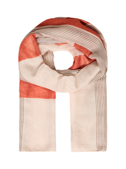 ICHI Annie Colour Block Scarf, Burnt Ochre, Burnt Ochre