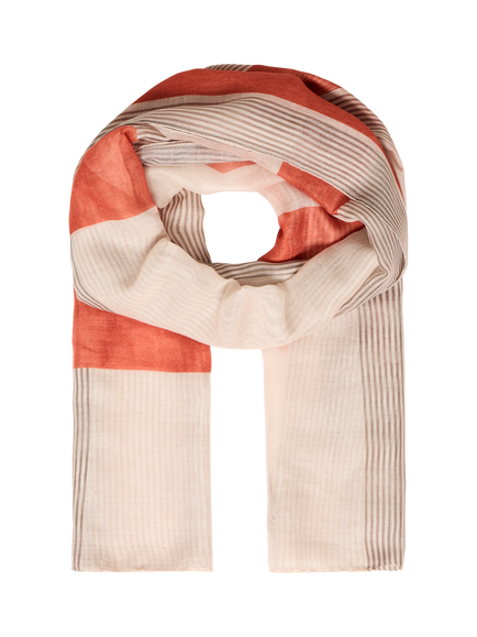 ICHI Annie Colour Block Scarf, Burnt Ochre, Burnt Ochre