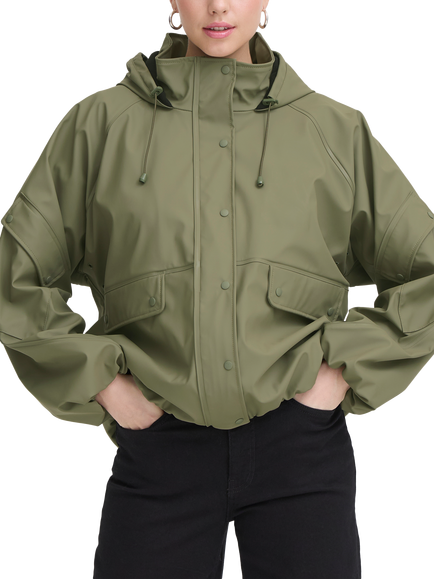 ICHI Ihtazo Hooded Rain Coat, Deep Lichen Green, Deep Lichen Green