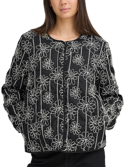 ICHI Iheloni Embroidered Jacket, Black, Black