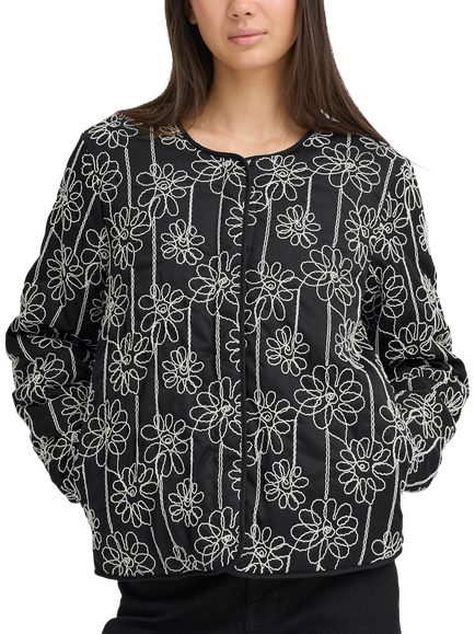 ICHI Iheloni Embroidered Jacket, Black, Black