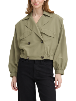ICHI Ihgezavo Cropped Double Breasted Jacket, Deep Lichen Green, Deep Lichen Green