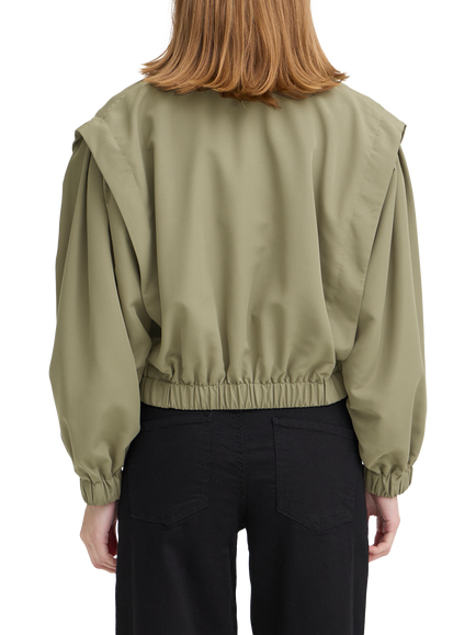 ICHI Ihgezavo Cropped Double Breasted Jacket, Deep Lichen Green - view 2, Deep Lichen Green