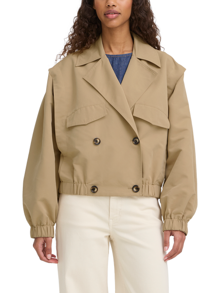 ICHI Ihgezavo Cropped Double Breasted Jacket, Cornstalk, Cornstalk