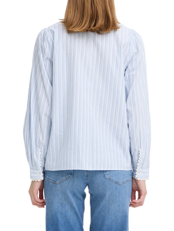 ICHI Ihlitu Long Sleeve Striped Cotton Shirt, White/Blue - view 2, White/Blue