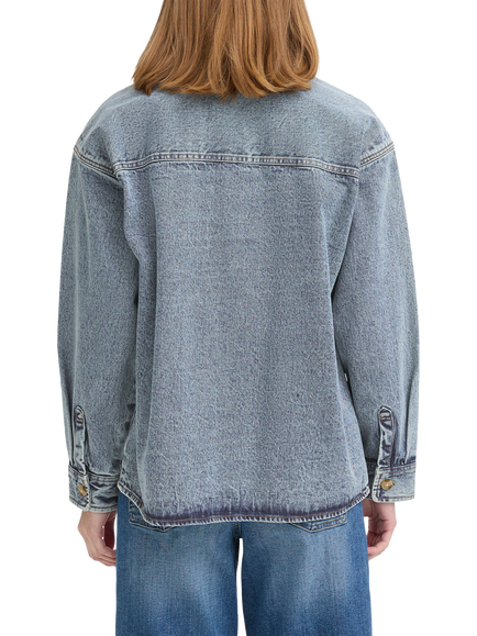 ICHI Ihmarima Oversized Denim Shirt, Light Blue - view 2, Light Blue