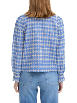 ICHI Ihfulia Long Sleeved V-Neck Blouse, Bel Air Blue - view 2, Bel Air Blue