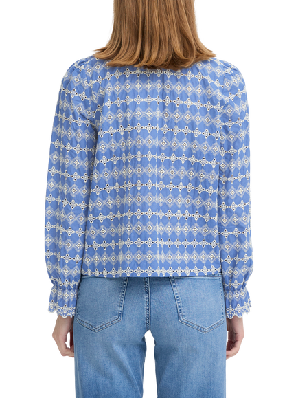 ICHI Ihfulia Long Sleeved V-Neck Blouse, Bel Air Blue - view 2, Bel Air Blue