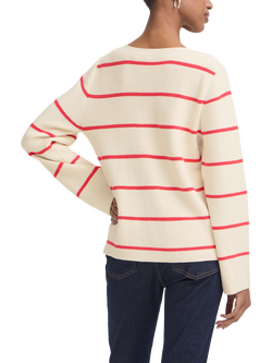 ICHI Ihboston Striped Long Sleeve Jumper, Birch/Strawberry - view 2, Birch/Strawberry