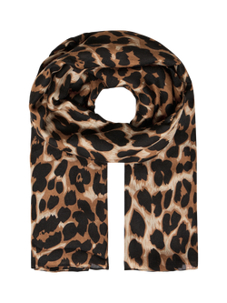 ICHI Agate Animal Print Scarf, Black/Multi, Black/Multi