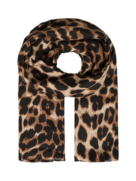 ICHI Agate Animal Print Scarf, Black/Multi, Black/Multi