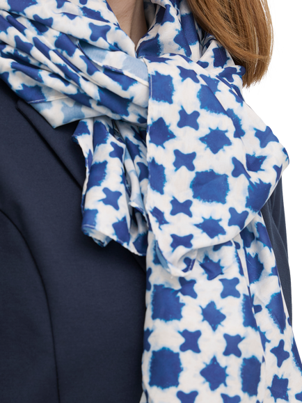 ICHI Beni Geometric Scarf, Nebulas Blue - view 2, Nebulas Blue