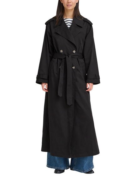 ICHI Ihgilana Oversized Trench Coat, Black, Black