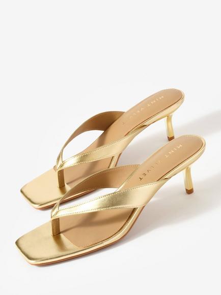 Mint Velvet Flip Flop Heels - view 2, Gold