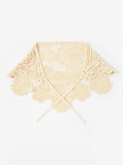 Mint Velvet Crochet Wrap Scarf, Natural Cream, Natural Cream