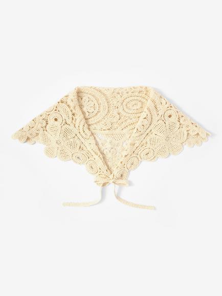 Mint Velvet Crochet Wrap Scarf, Natural Cream - view 2, Natural Cream