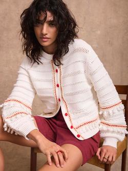 Mint Velvet Open Knit Tassel Cardigan, White/Ivory - view 2, White/Ivory