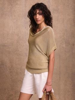 Mint Velvet Metallic Knit Top, Gold, Gold