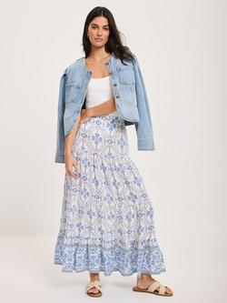Mint Velvet Floral Tiered Maxi Skirt, Blue/Multi, Blue/Multi