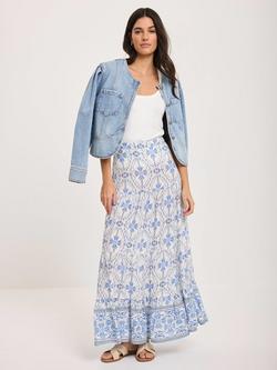 Mint Velvet Floral Tiered Maxi Skirt, Blue/Multi - view 2, Blue/Multi