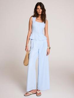 Mint Velvet Linen Blend Wide Leg Trousers, Blue, Blue