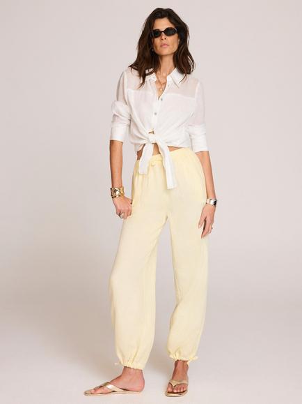 Mint Velvet Linen Balloon Trousers, Yellow, Yellow