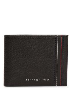 Tommy Hilfiger Central Leather Billfold Mini Wallet, Black, Black