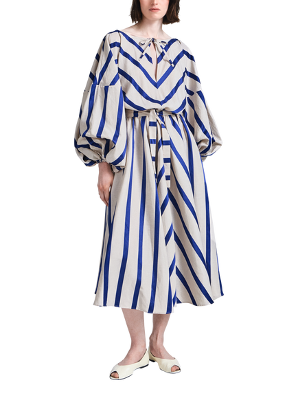 palmer//harding Sonnet Stripe Linen Blend Dress, White/Blue, White/Blue