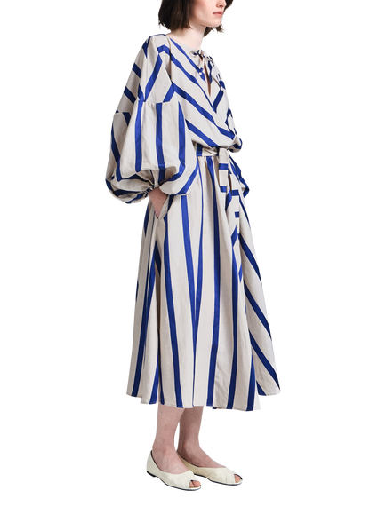 palmer//harding Sonnet Stripe Linen Blend Dress, White/Blue - view 2, White/Blue