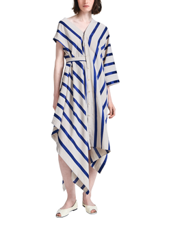 palmer//harding Cascade Stripe Linen Blend Dress, White/Blue, White/Blue