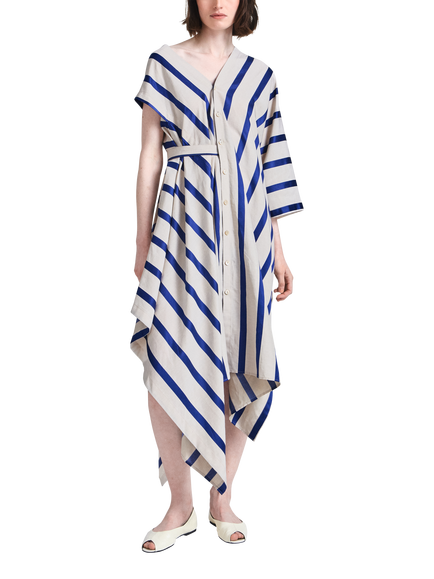 palmer//harding Cascade Stripe Linen Blend Dress, White/Blue, White/Blue