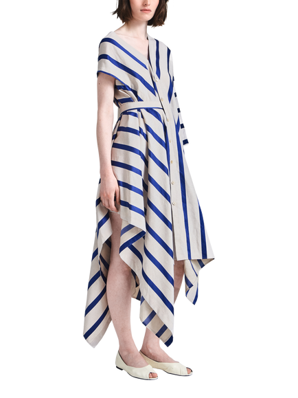 palmer//harding Cascade Stripe Linen Blend Dress, White/Blue - view 2, White/Blue