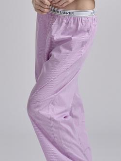 Polo Ralph Lauren Stripe Jersey Pyjama Bottoms, White/Violet Meadow - view 2, White/Violet Meadow