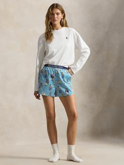 Polo Ralph Lauren Bear Stripe Sleep Boxer Shorts, Aqua Mist Bear, Aqua Mist Bear