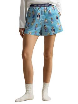 Polo Ralph Lauren Bear Stripe Sleep Boxer Shorts, Aqua Mist Bear - view 2, Aqua Mist Bear