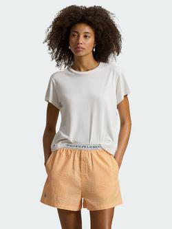 Polo Ralph Lauren Stripe Boxer Pyjama Shorts, White X Carrot Curl