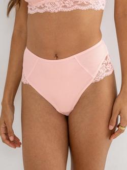 Pour Moi Love To Lounge Lace and Modal Rib Midi Knickers - view 2, Soft Pink