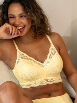 Pour Moi Love To Lounge Lace & Modal Rib Non-Wired Bra - view 2, Soft Lemon