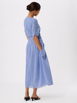Whistles Avery Ruched Smocked Dress, Pale Blue - view 2, Pale Blue