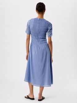 Whistles Petite Avery Ruched Smocked Dress, Pale Blue - view 2, Pale Blue