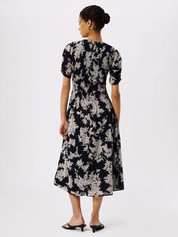 Whistles Shadow Floral Avery Midi Dress, Navy/Multi - view 2, Navy/Multi