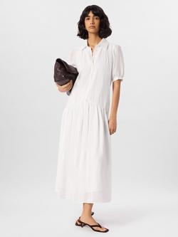 Whistles Textured Drop Waist Midi Shirt Dress containing LENZING™ ECOVERO™ Viscose, White