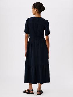 Whistles V-Neck Textured Midi Dress, Navy - view 2, Navy