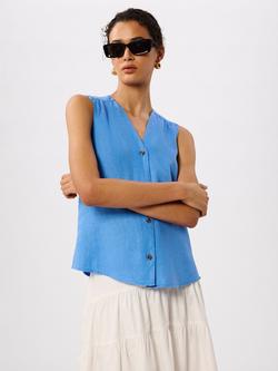 Whistles Laura Pure Linen Vest Top, Blue