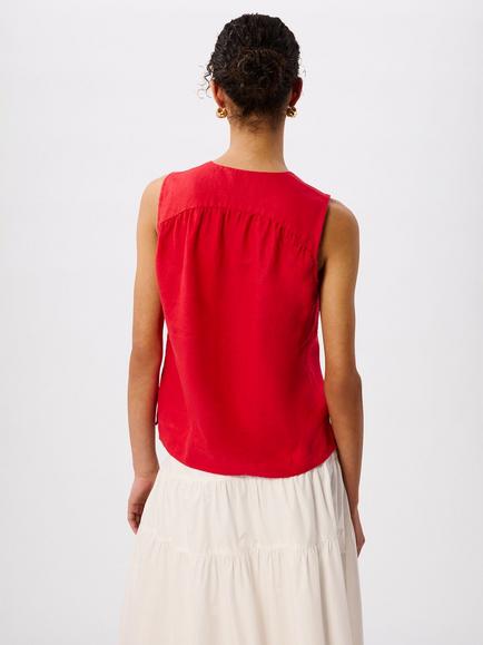 Whistles Laura Pure Linen Vest Top - view 2, Red