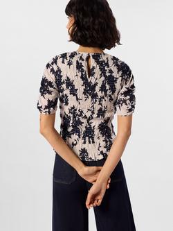 Whistles Shadow Floral Shirred Top, Ivory/Multi - view 2, Ivory/Multi