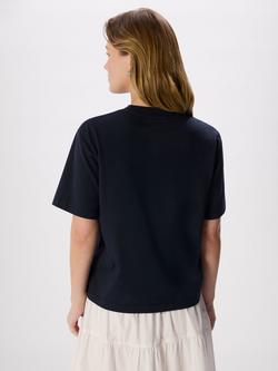 Whistles Cotton Crew Neck T-Shirt, Navy - view 2, Navy