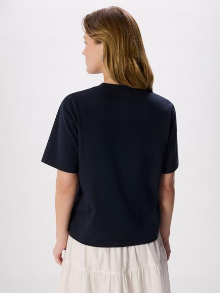 Whistles Cotton Crew Neck T-Shirt, Navy - view 2, Navy