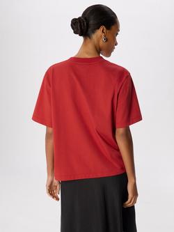 Whistles Cotton Crew Neck T-Shirt, Red - view 2, Red